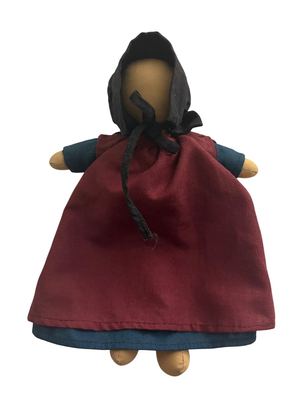 Vintage Handmade Amish Folk Art Faceless Woman Cloth Doll